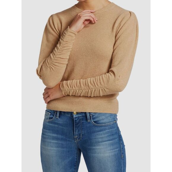 Frame Women's Brown Gabby Recycled Cashmere Wool Long Puff-Sleeve Size XS READ